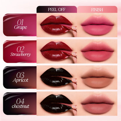 O.TWO.O Peel-Off Lip Stain Lipstick 48H Color-Lock Highly Pigmented Waterproof Non-stick Cup Lip Care Peel-Off Lip Tint Makeup